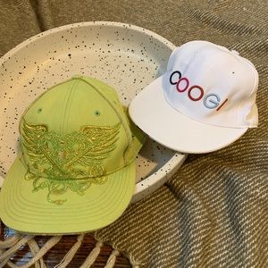 Two COOGI Hats Lime Green (1) and White (1)